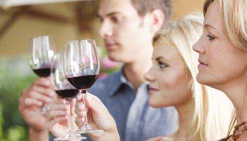 Ladies with wine glasses