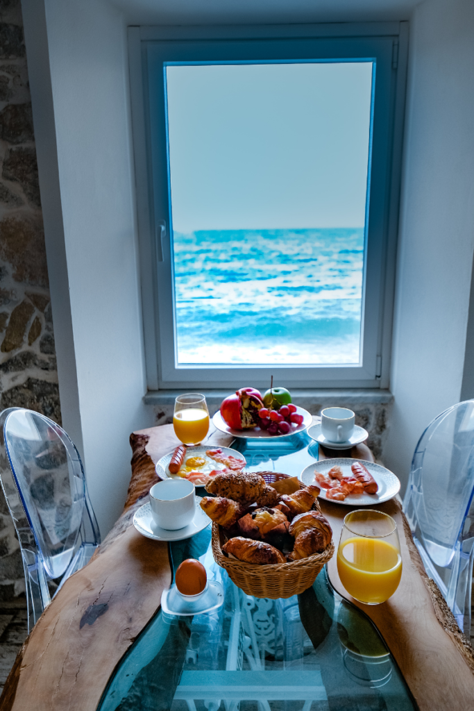 Breakfast in Airbnb with ocean view